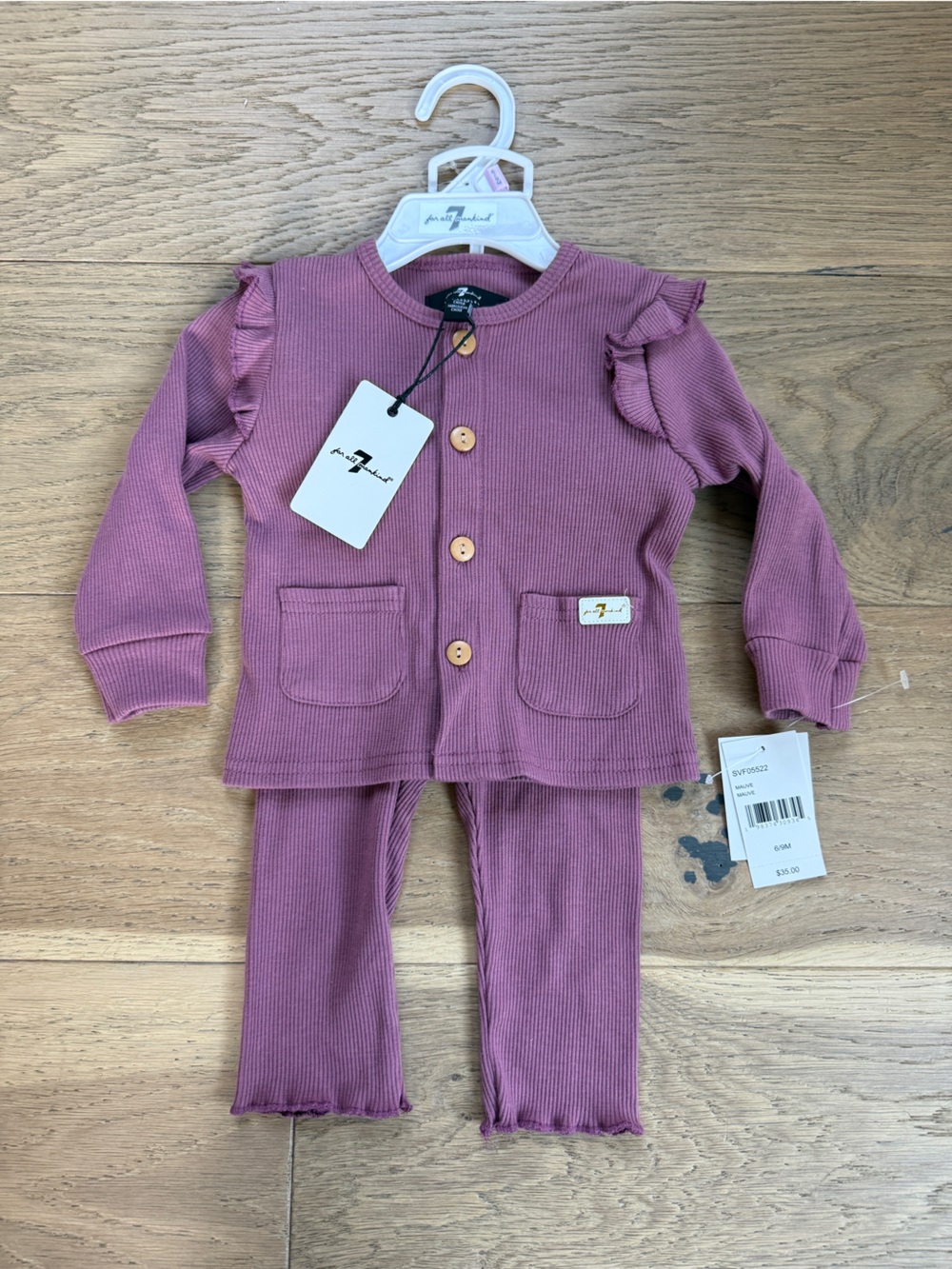 NWT 7 For All Mankind Mauve Ribbed Matching Set